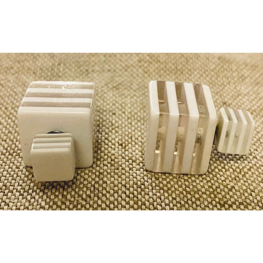 White Stripe Acrylic Cube Double Sided Earrings - Picture 4 of 4